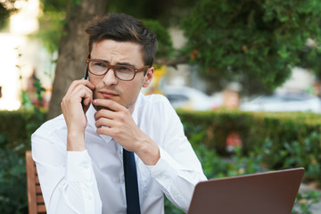 businessman talking on cell phone