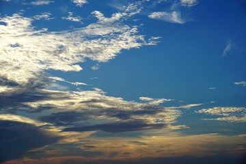 Dramatic clouds with sunset colors at the bottom