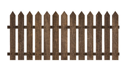 Wooden fence isolated on white background. Cipping path include in this image.