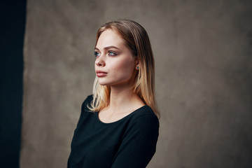 Fototapeta premium portrait of woman in dress with clear skin