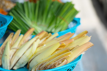 Fresh banana blossom with spring onion for side dish