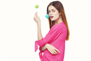 young woman with an apple