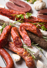 Cured pork and beef sausages