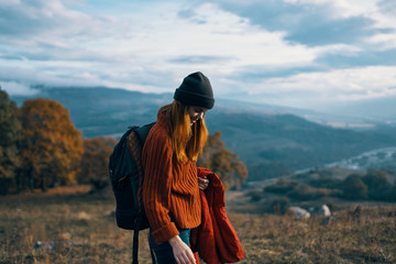 female hiker in the mountains