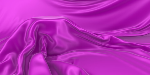 Obraz premium Pedestal or place for a product covered with silk.