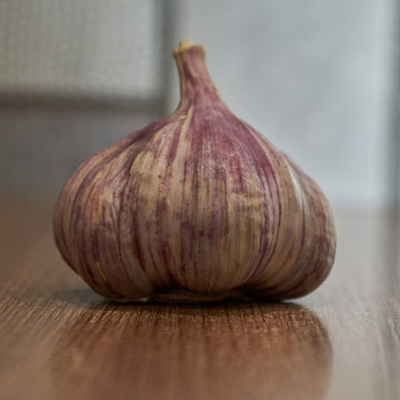 garlic on a wooden table