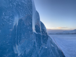 Wall of ice in a glacier