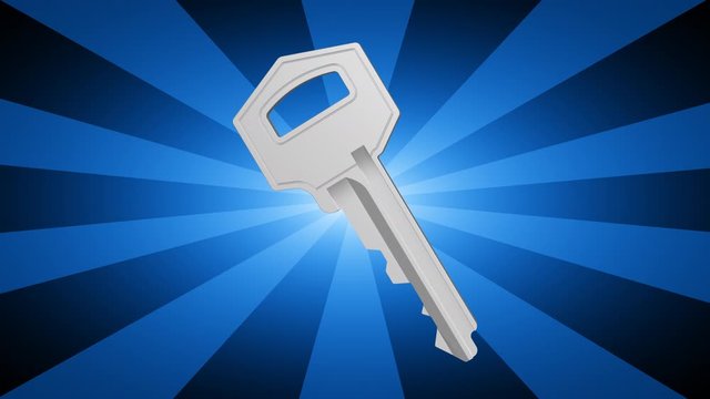 The key. Looping footage has 4K resolution. 3D Illustration.