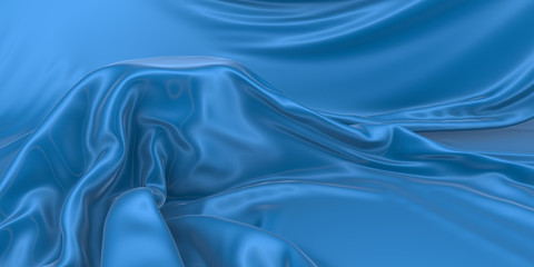 Obraz premium Pedestal or place for a product covered with silk.