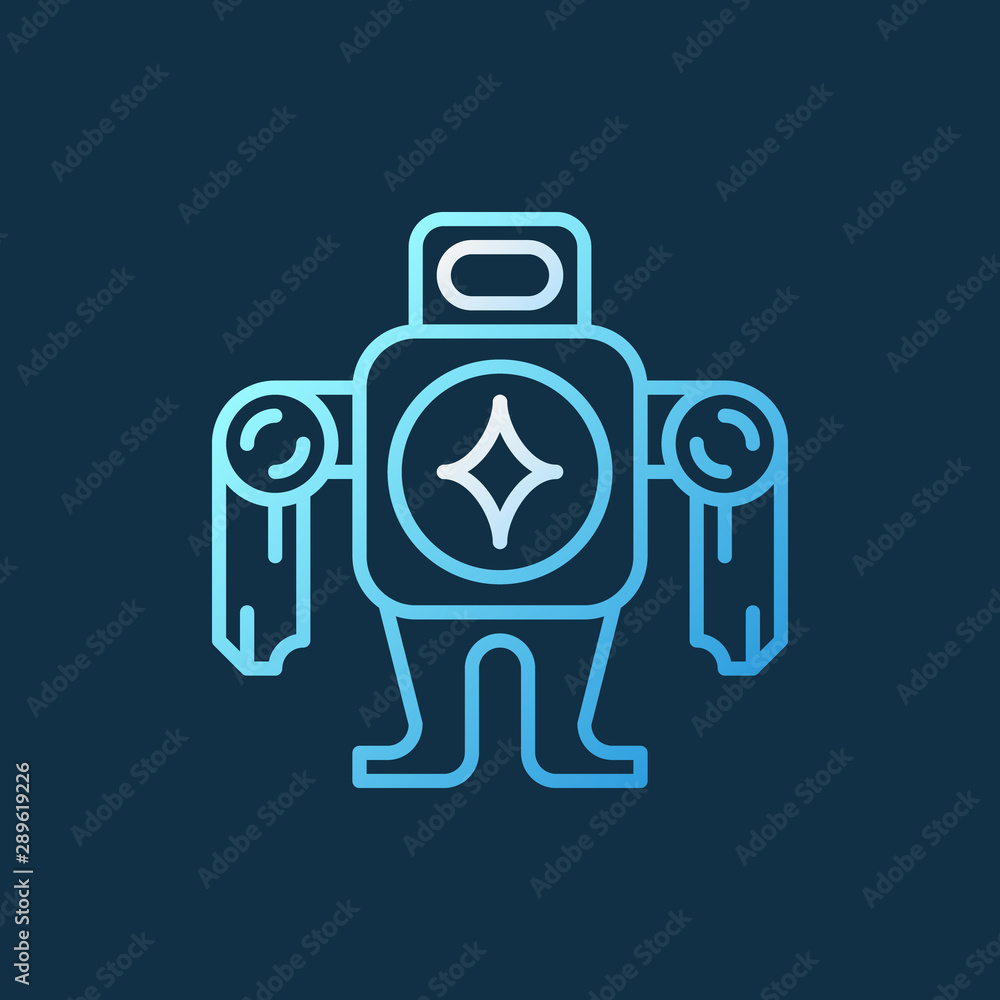 Poster robot vector concept colorful icon or logo in thin line style on dark background