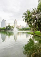 Evening view of a park in Bangkok