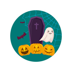 scene of ghost with icons halloween
