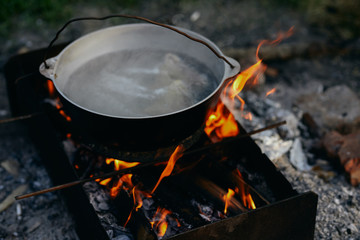 cooking on the fire