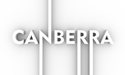Image relative to Australia travel theme. Canberra city name in geometry style design. Creative vintage typography poster concept. 3D rendering.