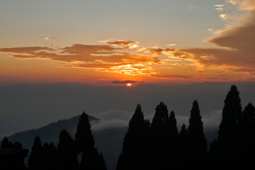 Sunset from Gumba-dara, A perfect less crowded Hill station of Darjeeling, West Bengal, INDIA