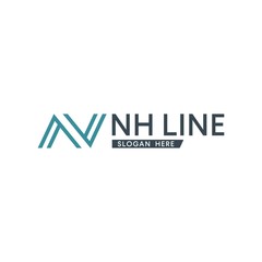 Letter NH with Company Line Logo Design Vector