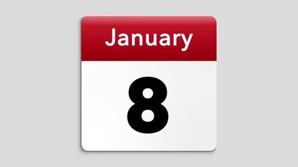 January Flip Calendar With Alpha Chanel (Transparent) 4k 30 fps Animation Video