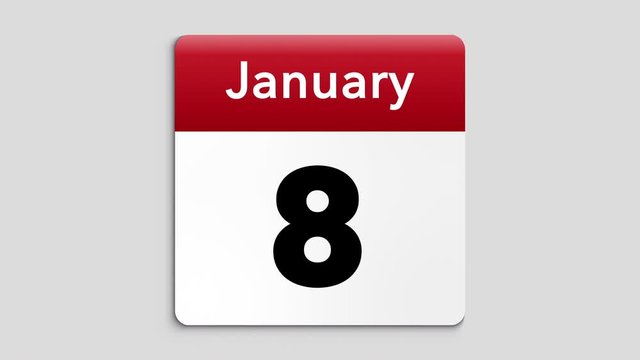 January Flip Calendar With Alpha Chanel (Transparent) 4k 30 fps Animation Video