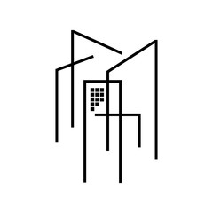 Modern house Real estate Apartment flat line building logo Vector icon