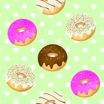 Seamless donuts pattern, vector