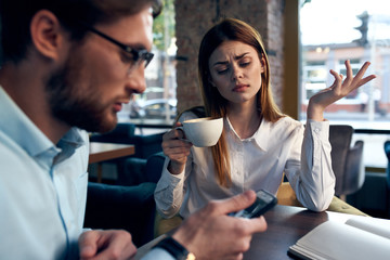 young couple in cafe
