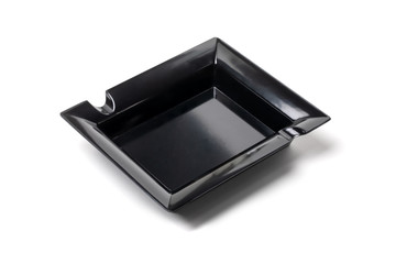 black cigar ashtray on white background