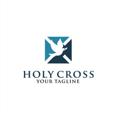 Fototapeta premium Dove Cross Logo Design Inspiration