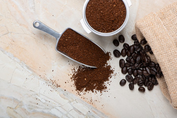 Coffee Beans and Ground