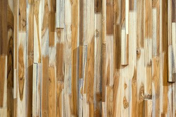 Decorative wall made of wood waste. 