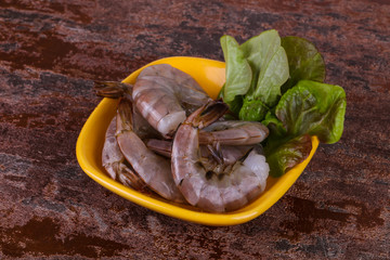 Raw king prawns ready for cooking