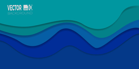 3D abstract background with paper cut shapes. Layered tunnel wave banner with shadows. Vector design for business presentations, flyers, posters