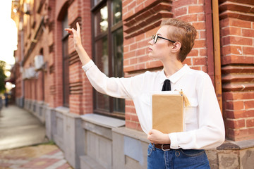 man with cardboard boxes in warehouse