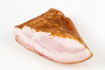 Smoked pork meat over white background