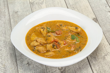 Traditional thai curry chicken soup