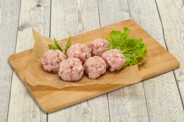 Homemade raw pork minced meatball for cooking