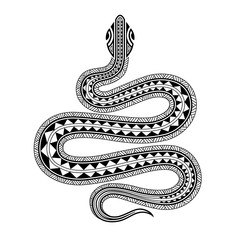 Snake tattoo sketch maori style. Chinese Zodiac snake sighn.