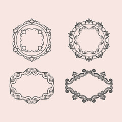Set of Vintage Decorations Elements. Flourishes Calligraphic Ornaments and Frames