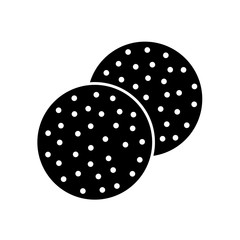Sandpaper disc flat icon. Black & white illustration of sanding abrasive paper. Round glasspaper pads