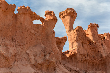Fototapeta na wymiar Rock formation in dry desert of Quebrada de las Conchas near Cafayate, Argentina
