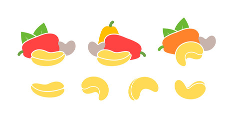 Cashew nut logo. Isolated  cashew nut on white background