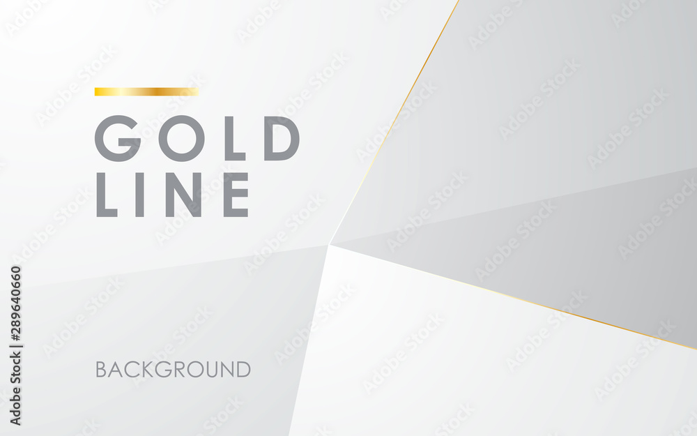 Poster modern abstract low poly light silver background vector. elegant concept design with golden line.