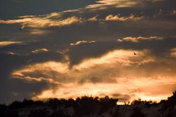 Colored clouds in the sky