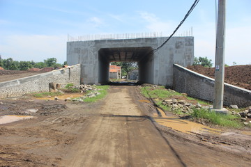 Fototapeta na wymiar build underpass construction in toll road