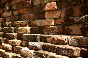 Brick wall of the ancient temple. 