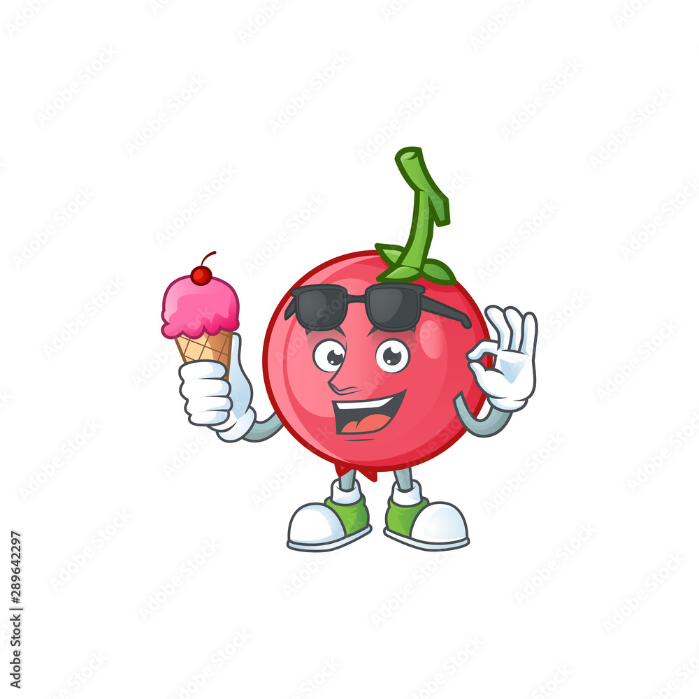 Wall mural With ice cream cartoon lovi lovi fruit with mascot