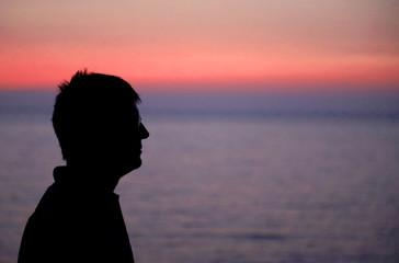 Fototapeta premium man at sunset