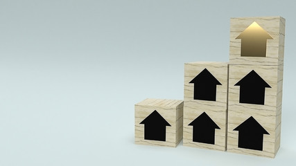 gold  house and Magnifying glass for  Property concept 3d rendering.