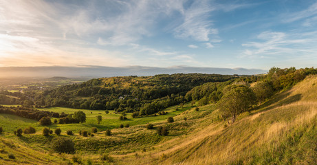 Fototapeta na wymiar Stunning landscape image of view over English countryside during Summer sunset with soft light