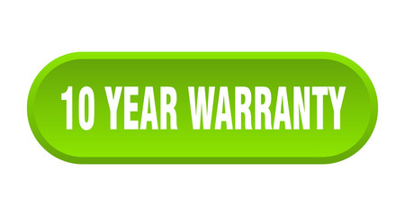 10 year warranty button. 10 year warranty rounded green sign. 10 year warranty
