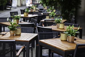 Terrace tables in a bar